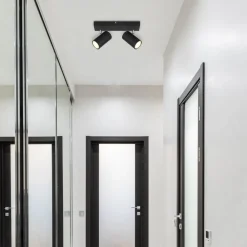 Globo Loftlamper|Spotlights>Robby loftspot, sort, længde 26 cm, 2-lys, metal