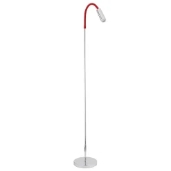 Busch Rocco LED-gulvlampe, krom, rød flexarm