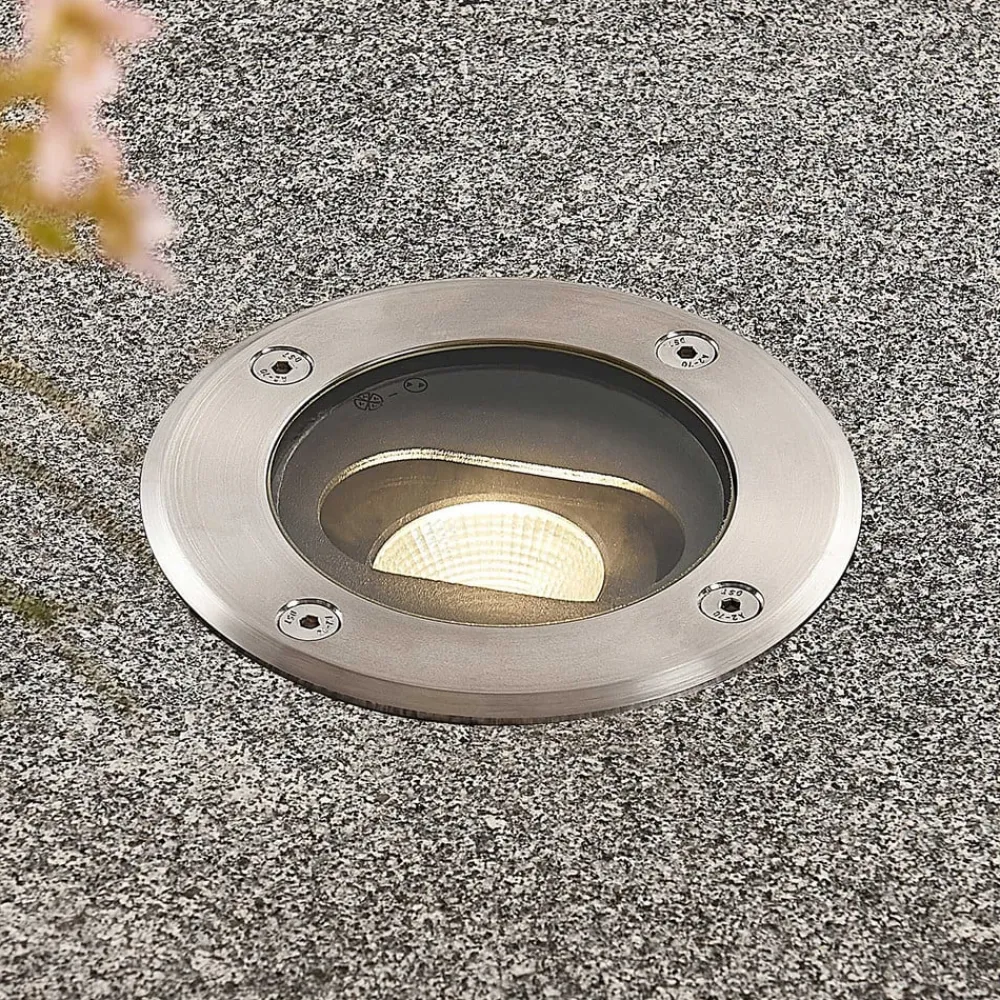 Lucande Rund LED nedgravningslampe Doris, stål