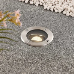 Lucande Rund LED nedgravningslampe Doris, stål