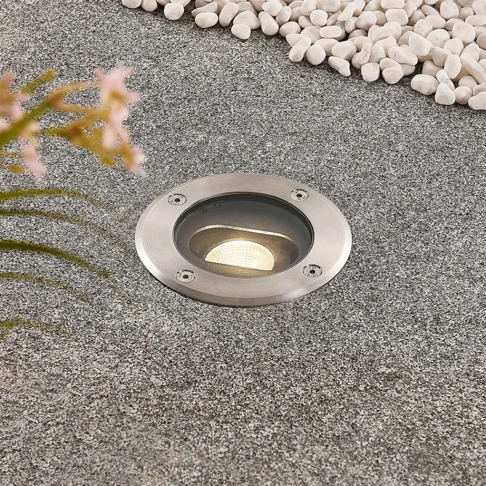 Lucande Rund LED nedgravningslampe Doris, stål