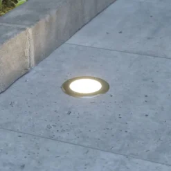 Lucande Rund LED nedgravningslampe Doris, stål