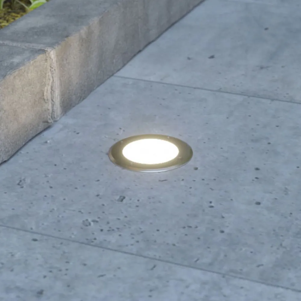 Lucande Rund LED nedgravningslampe Doris, stål