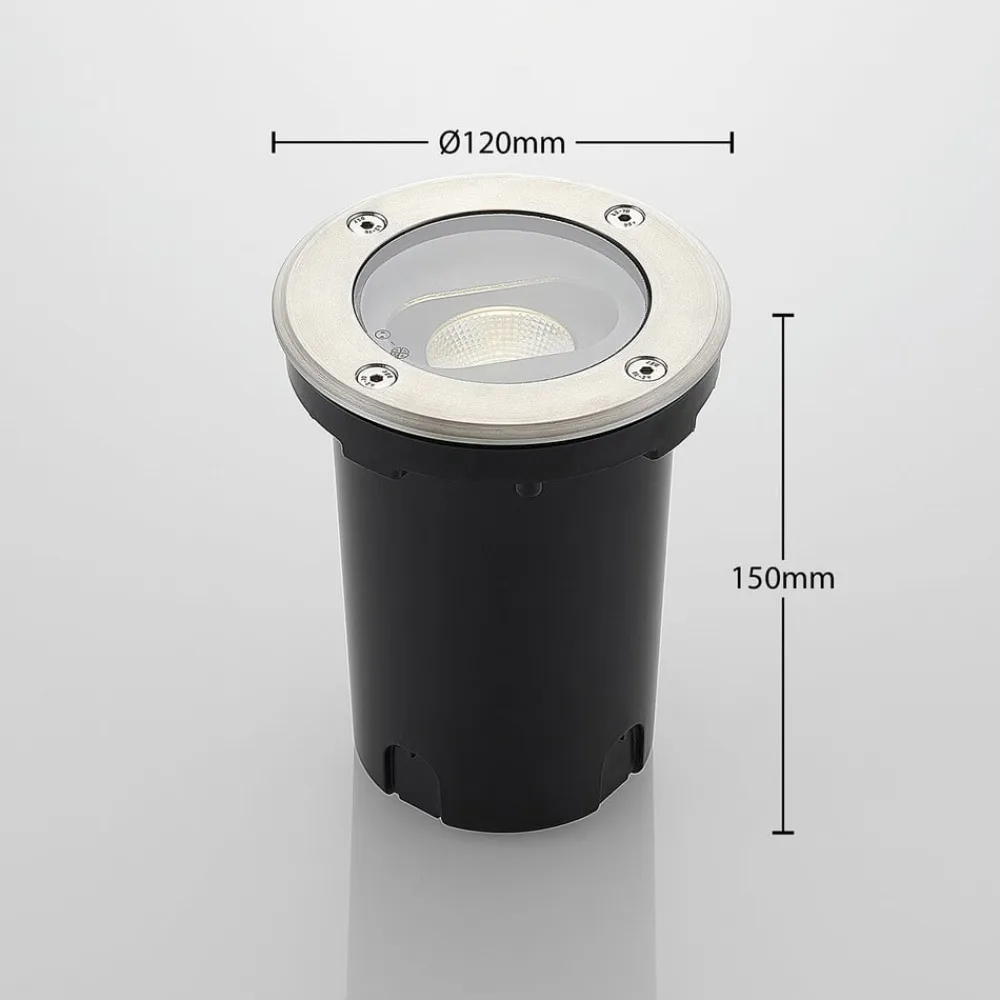 Lucande Rund LED nedgravningslampe Doris, stål