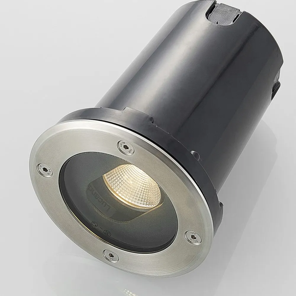 Lucande Rund LED nedgravningslampe Doris, stål