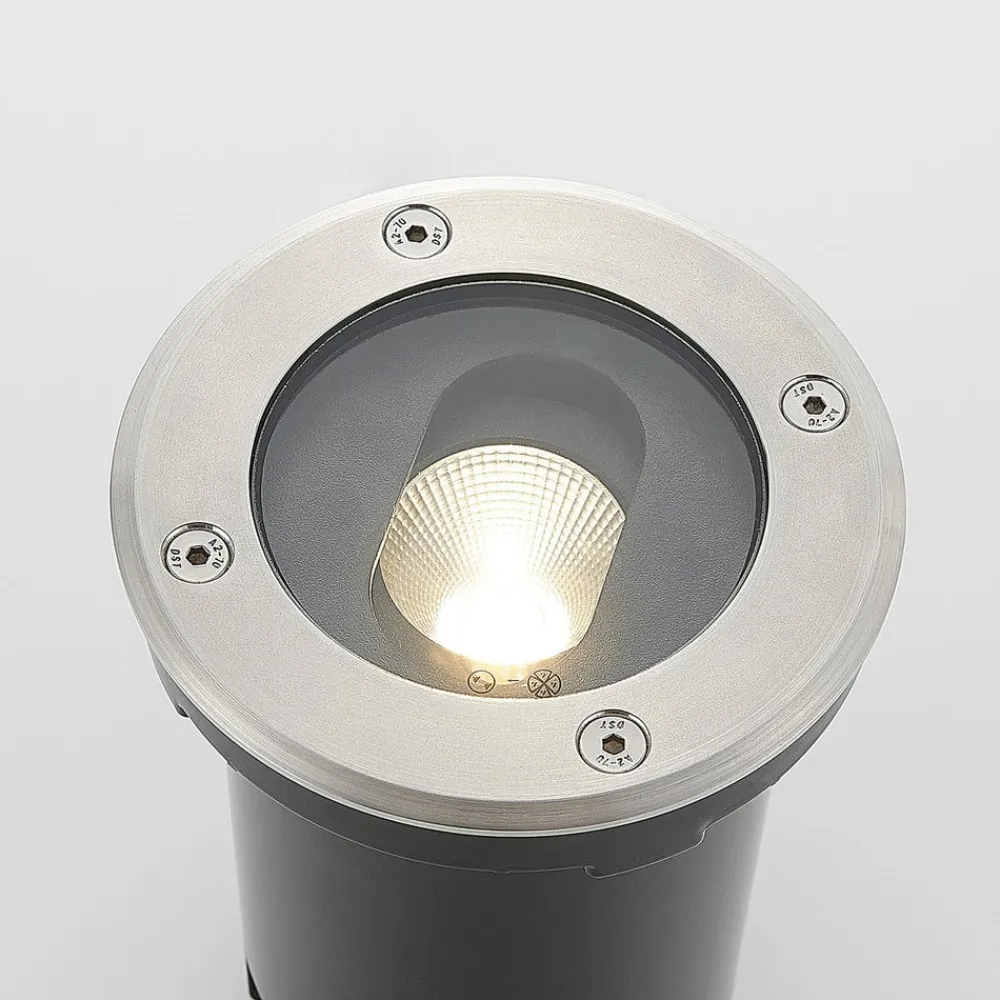 Lucande Rund LED nedgravningslampe Doris, stål