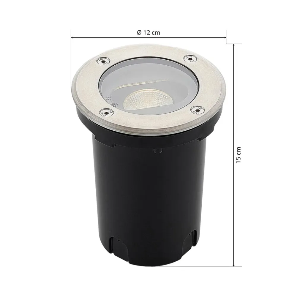 Lucande Rund LED nedgravningslampe Doris, stål