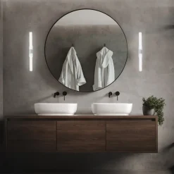 Runt LED-væglampe IP44 direkte 4.000 K mat krom^Briloner Hot