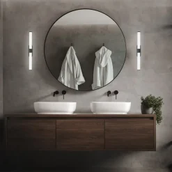 Briloner Væg- Og Spejllamper|Væglamper>Runt LED-væglampe IP44 direkte 4.000 K sort