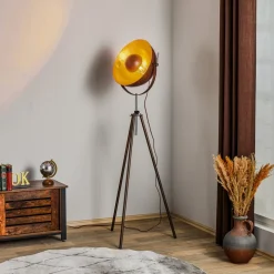 Globo Gulvlamper|Gulvlamper>Rustfarvet trebenet gulvlampe Xirena I