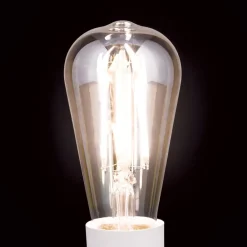 Rustik LED-pære E27 ST64 6W ravgul 2.200 K dæmpes^ORION