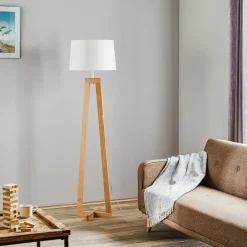 Sacha LS gulvlampe af træ og stof, hvid^Aluminor Outlet