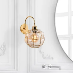 Opviq Safderun 402-A væglampe, guld, klar glasskærm