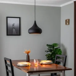 Opviq Pendellamper|Pendellamper>Saglam 3774 hængelampe 1 lyskilde Ø30cm sort/guld