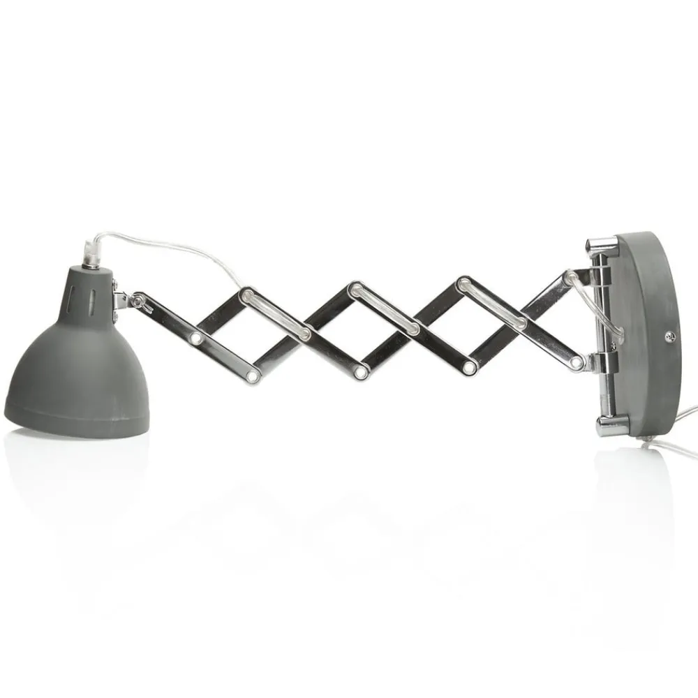 Reality Leuchten Sakse-væglampe, betonfarvet, stik, harmonika