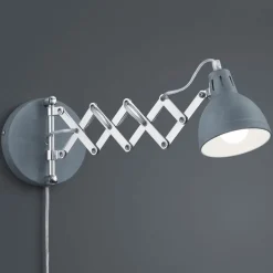 Reality Leuchten Sakse-væglampe, betonfarvet, stik, harmonika