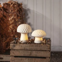 STAR TRADING Sandy LED-solcellelampe, 24 cm, hvid, plast, svampeform