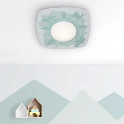 Børn Elobra Scandi forest loftlampe, 58 cm, grøn, MDF-træ