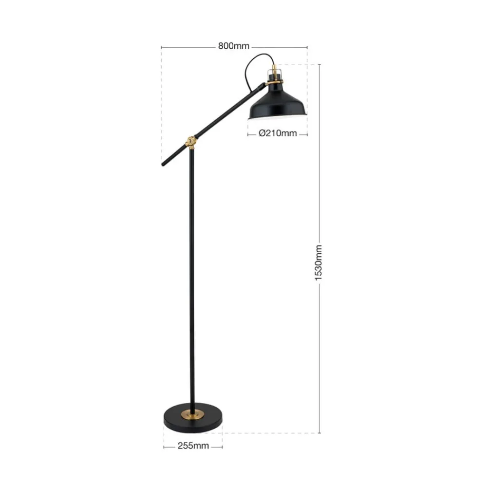 ORION Schiller gulvlampe, sort, metal, 153 cm, justerbar