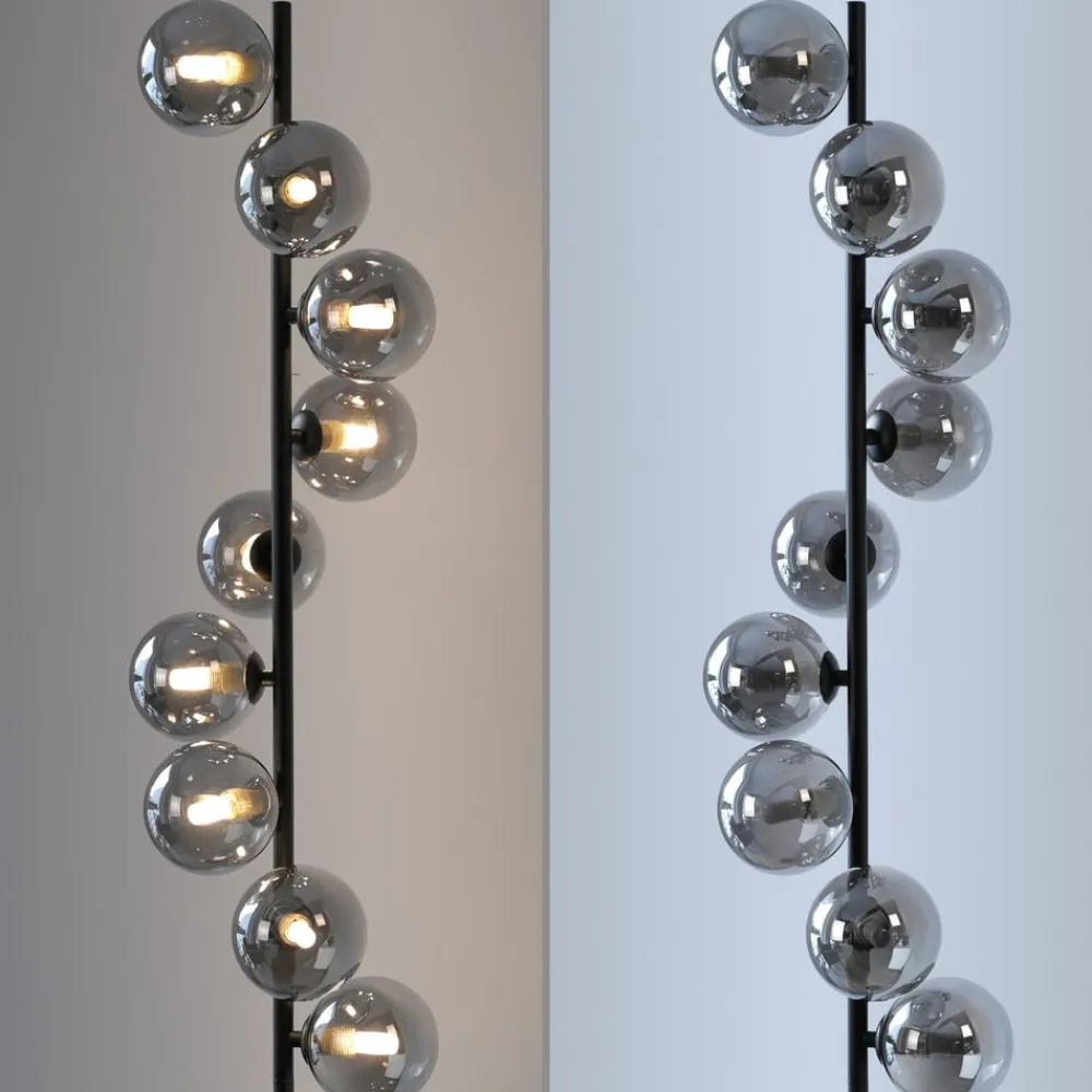 Schöner Wohnen Gulvlampe Dubai, røget glas, 9 lyskilder, G9