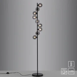 Schöner Wohnen Gulvlampe Dubai, røget glas, 9 lyskilder, G9