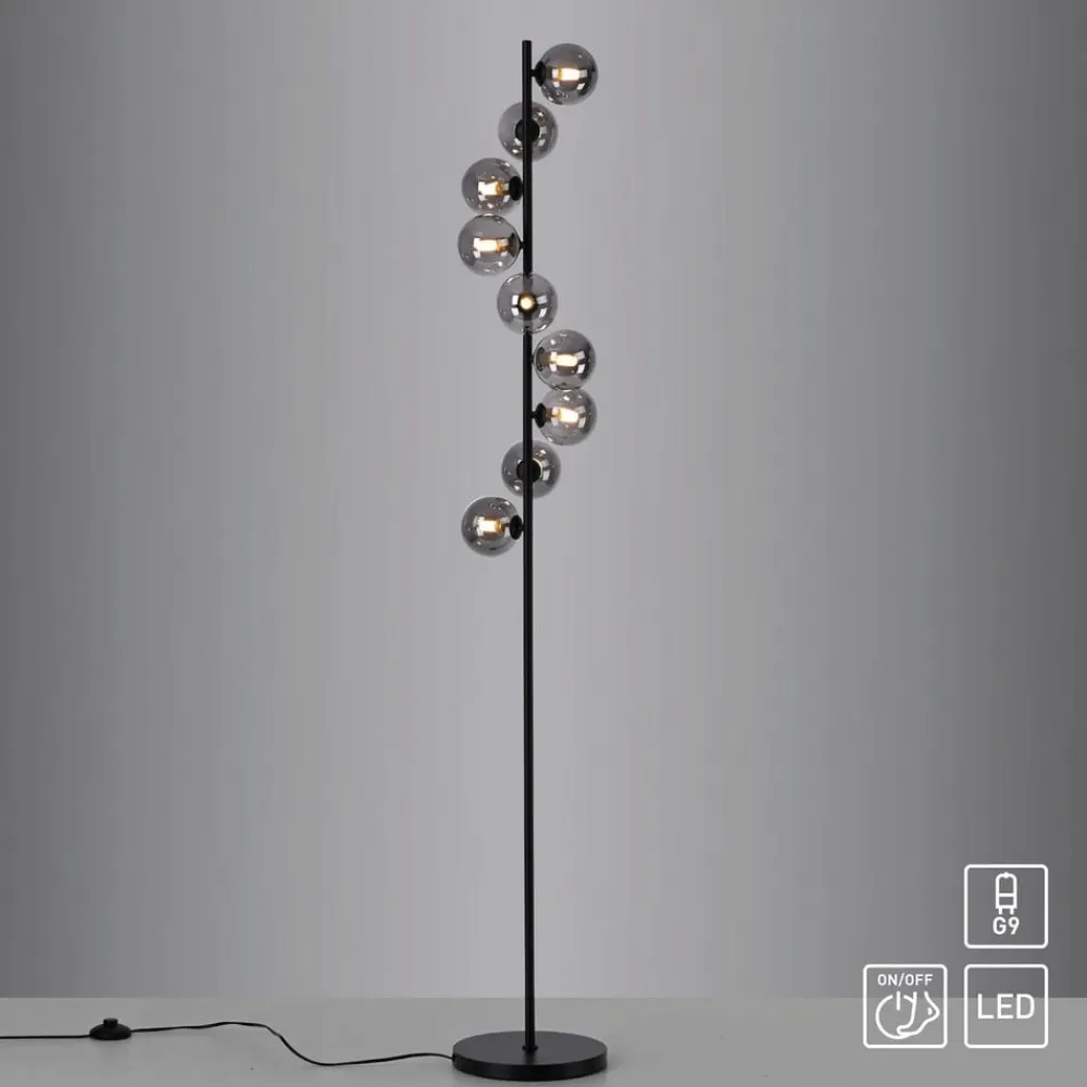 Schöner Wohnen Gulvlampe Dubai, røget glas, 9 lyskilder, G9