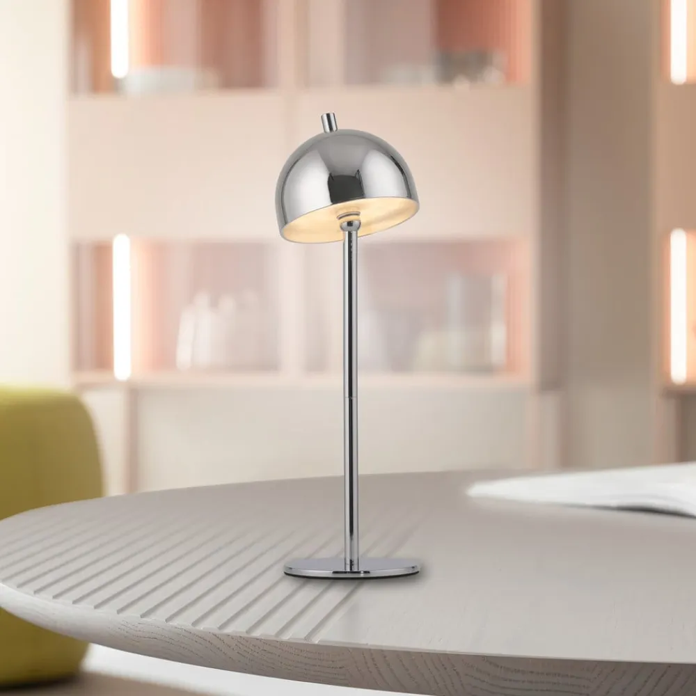 Schöner Wohnen LED-batteridrevet bordlampe Bellies, krom, IP54