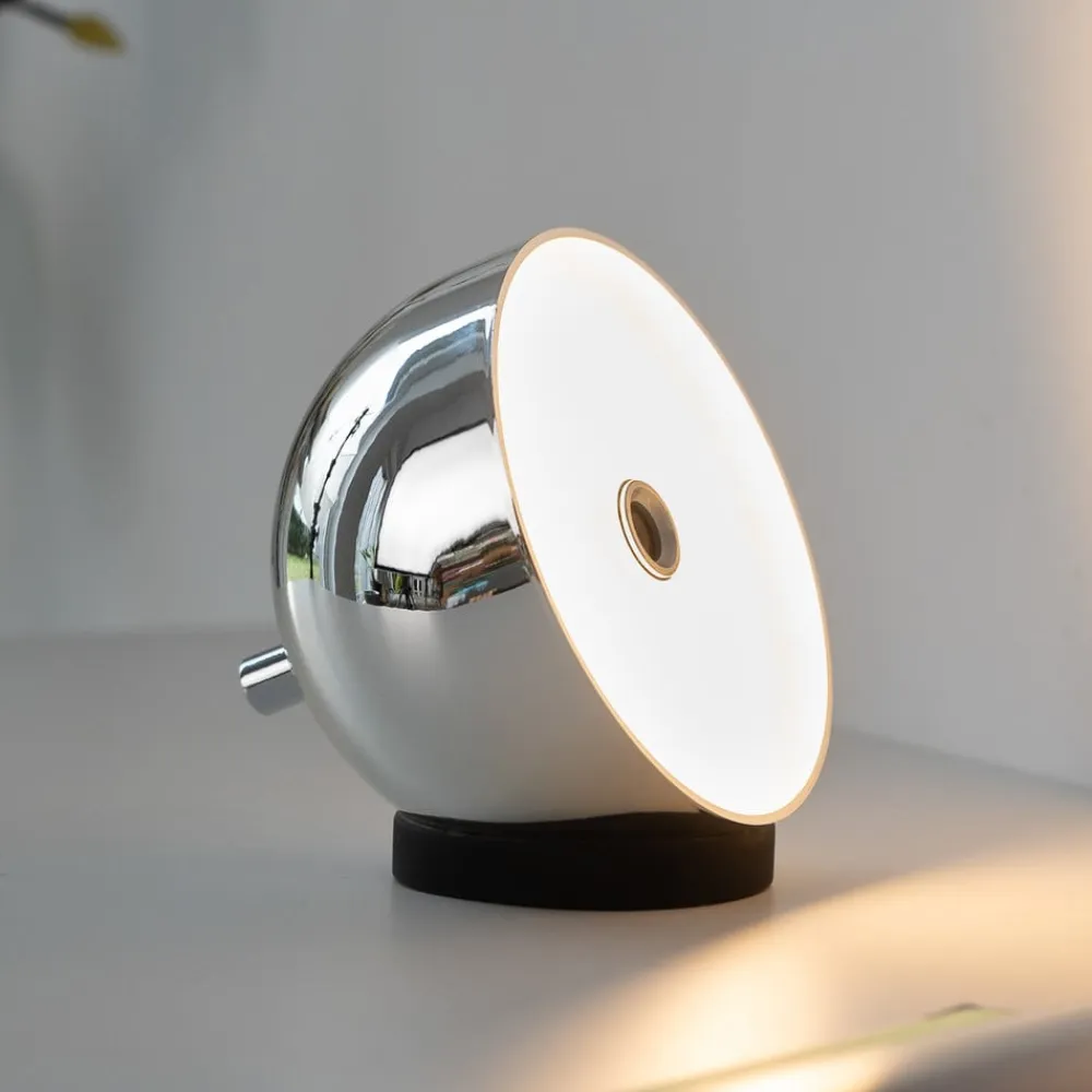 Schöner Wohnen LED-batteridrevet bordlampe Bellies, krom, IP54