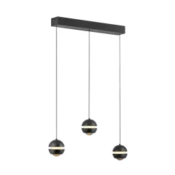 Schöner Wohnen LED-hængelampe Lini sort 3 lyskilder lang 3.000K