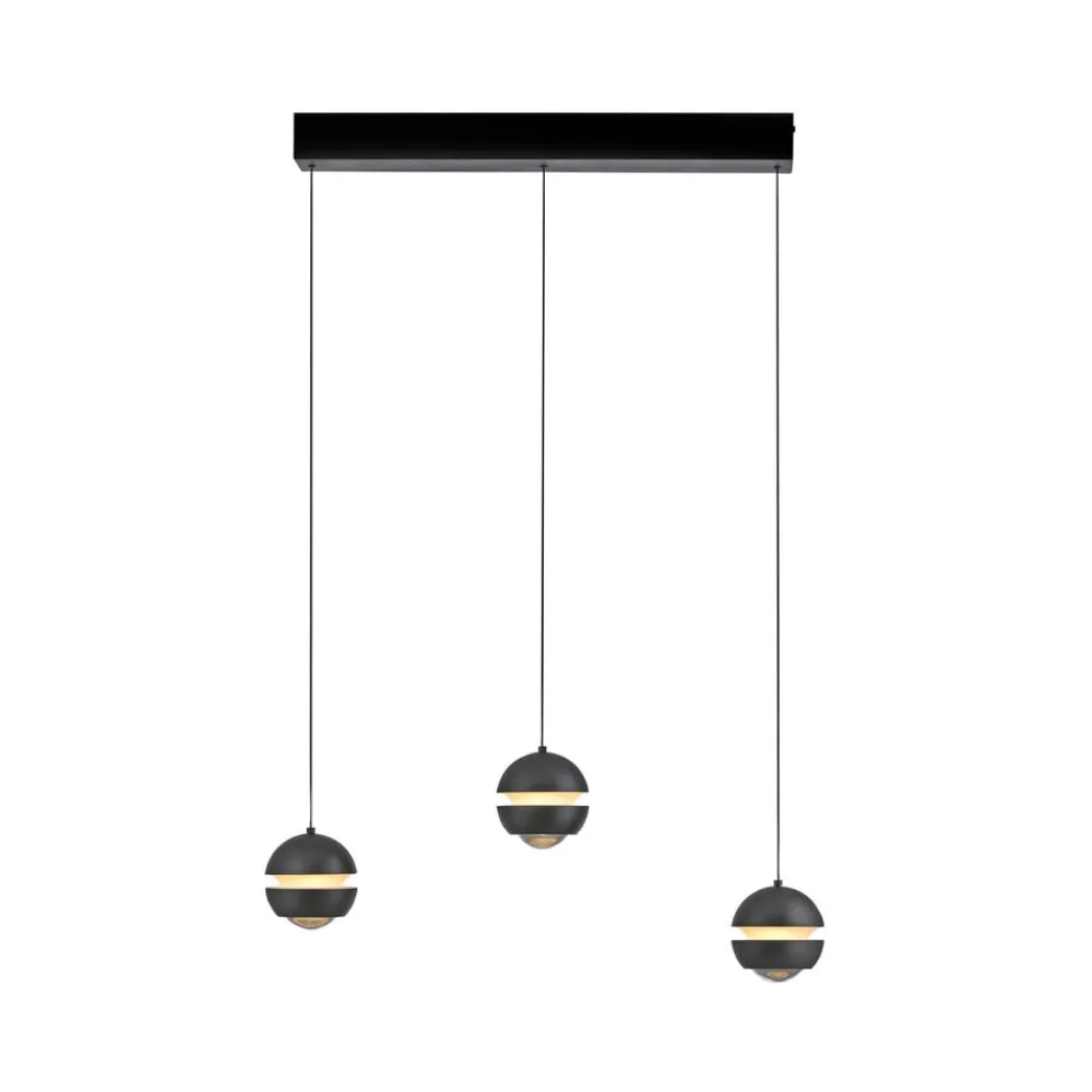 Schöner Wohnen LED-hængelampe Lini sort 3 lyskilder lang 3.000K