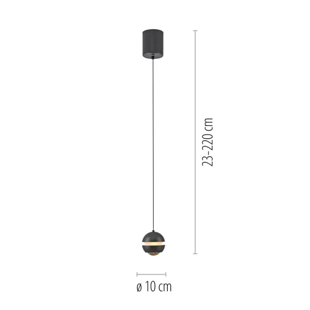 SCHÖNER WOHNEN LED-hængelampe Lini, sort, 1 lyskilde, 3.000K^Schöner Wohnen Outlet