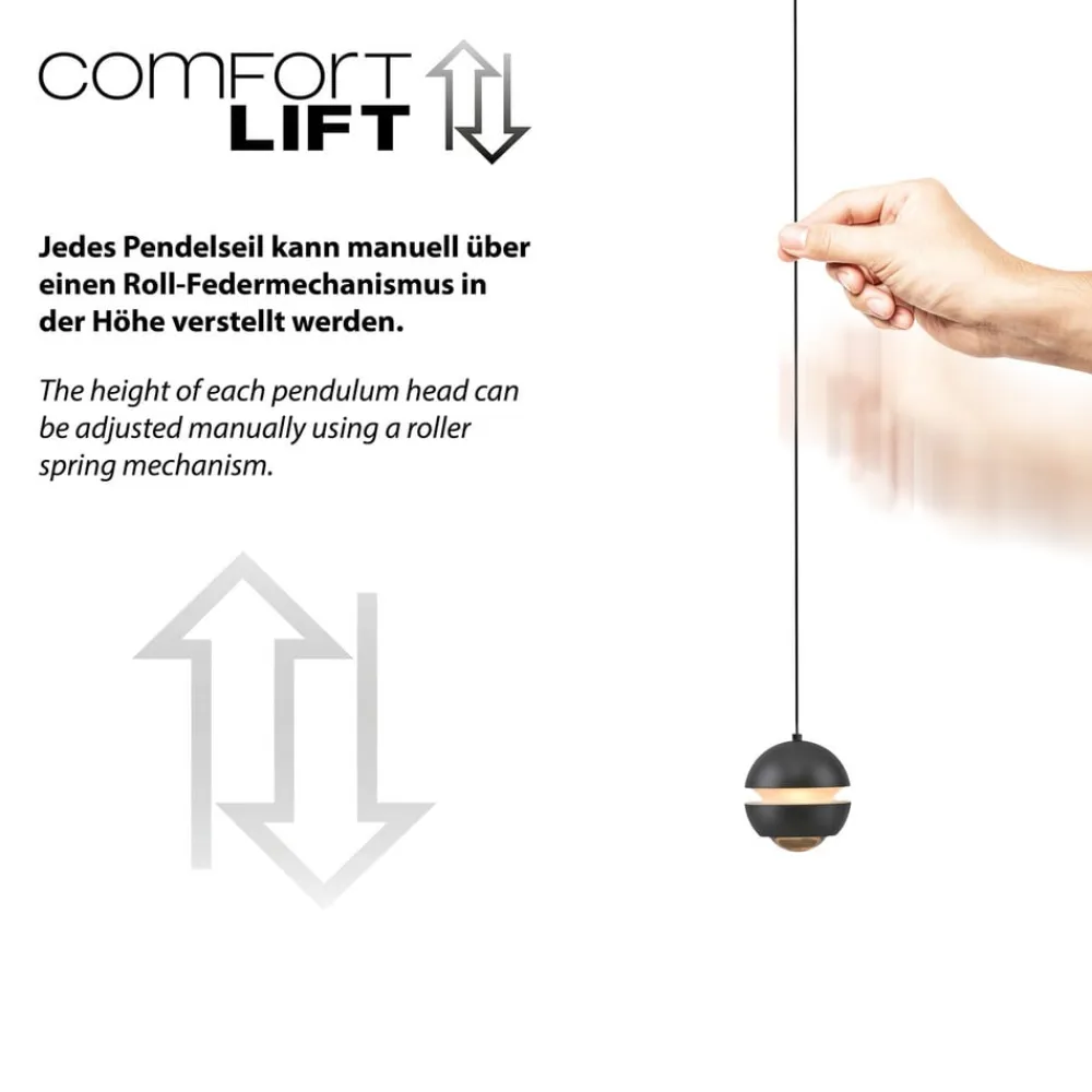 SCHÖNER WOHNEN LED-hængelampe Lini, sort, 1 lyskilde, 3.000K^Schöner Wohnen Outlet