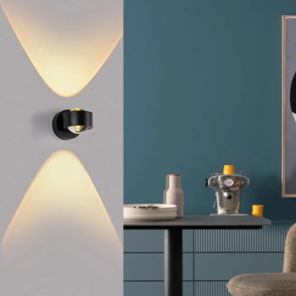 Schöner Wohnen SCHÖNER WOHNEN LED-væglampe Chia, sort, 3.000 K, op/ned