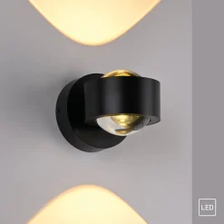 Schöner Wohnen SCHÖNER WOHNEN LED-væglampe Chia, sort, 3.000 K, op/ned