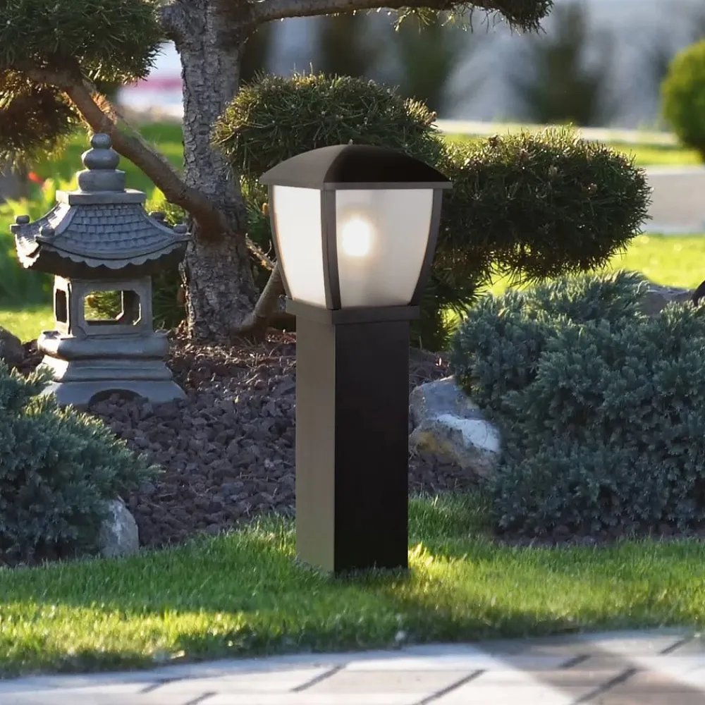 Searchlight Gadebelysning>Seattle pullert, IP44, sort, højde 73 cm, metal