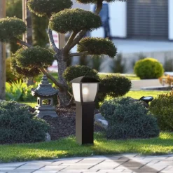 Searchlight Gadebelysning>Seattle pullert, IP44, sort, højde 73 cm, metal