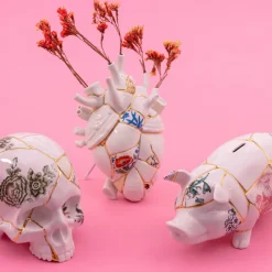 Love in Bloom Kintsugi-vase, farverig, porcelæn, guld^SELETTI Clearance