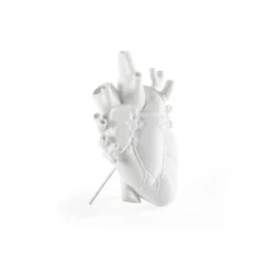 SELETTI Love in Bloom-vase, hvid, hjerteformet, porcelæn