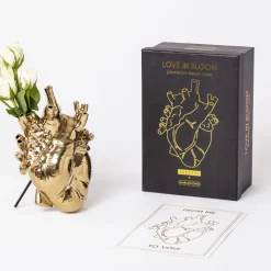 Love in Bloom-vase, guldfarvet, hjerteformet, porcelæn^SELETTI Sale