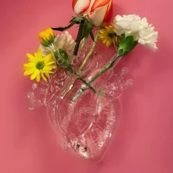 Love in Bloom-vase, klar, højde 24 cm, hjerteformet, glas^SELETTI Clearance