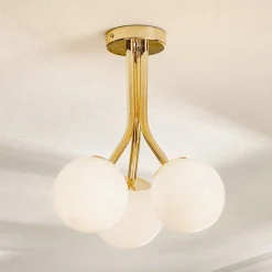 Domiluce Loftlamper>Selva loftlampe med tre glaskugler, guld