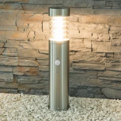 Heitronic Sensor-sokkellampe Saturn, stål, højde 50 cm