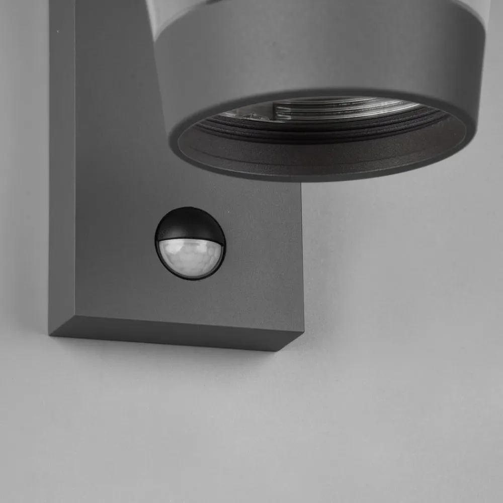 Sensor-udendørs væglampe CAVADO, antracit, højde 28 cm, IP44^Trio Lighting Outlet