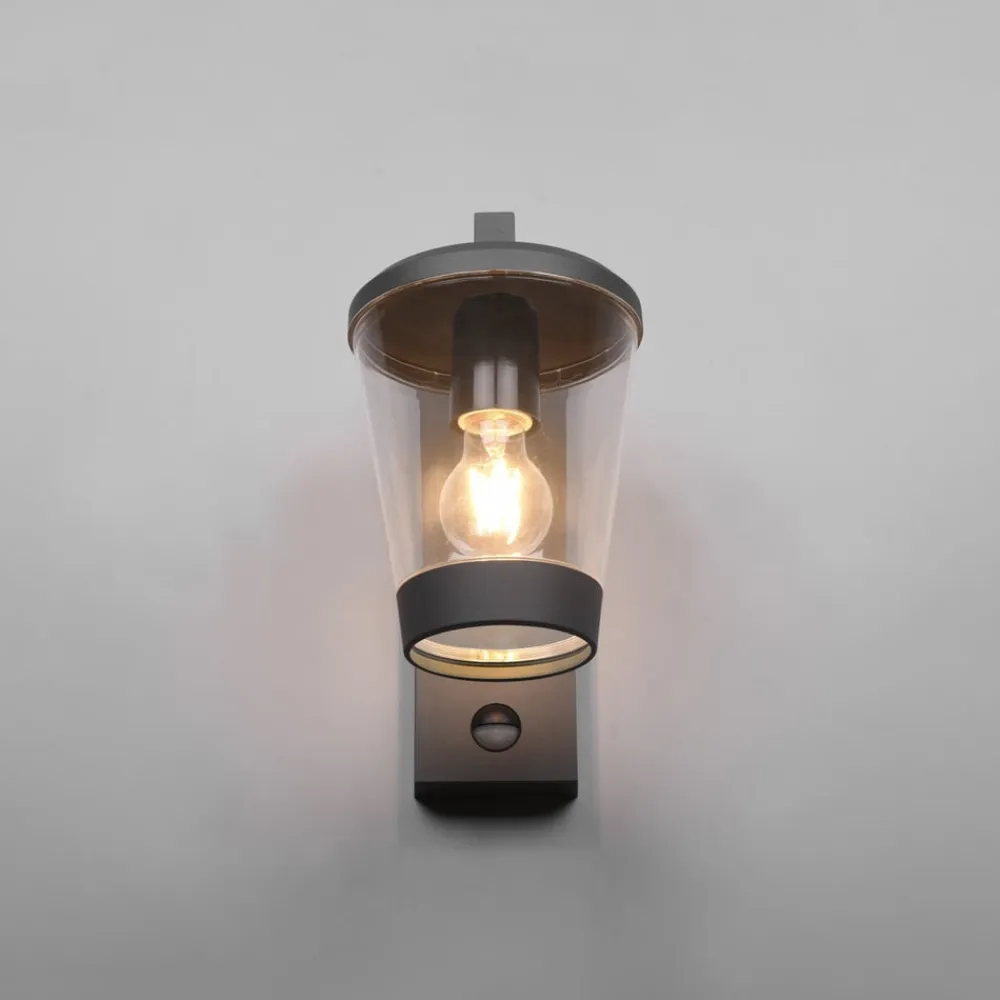 Sensor-udendørs væglampe CAVADO, antracit, højde 28 cm, IP44^Trio Lighting Outlet