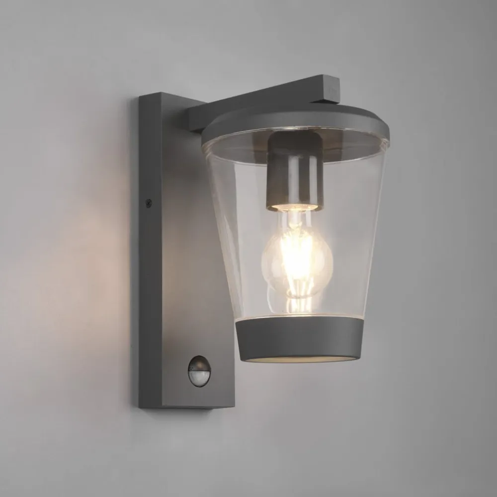 Sensor-udendørs væglampe CAVADO, antracit, højde 28 cm, IP44^Trio Lighting Outlet