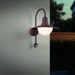 Trio Lighting Sensor-udendørs væglampe NORMAN, rust, Ø 30 cm metal/glas IP44