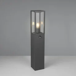Trio Lighting Sensor-vejlampe GARONNE, antracit, højde 80 cm, metal IP44