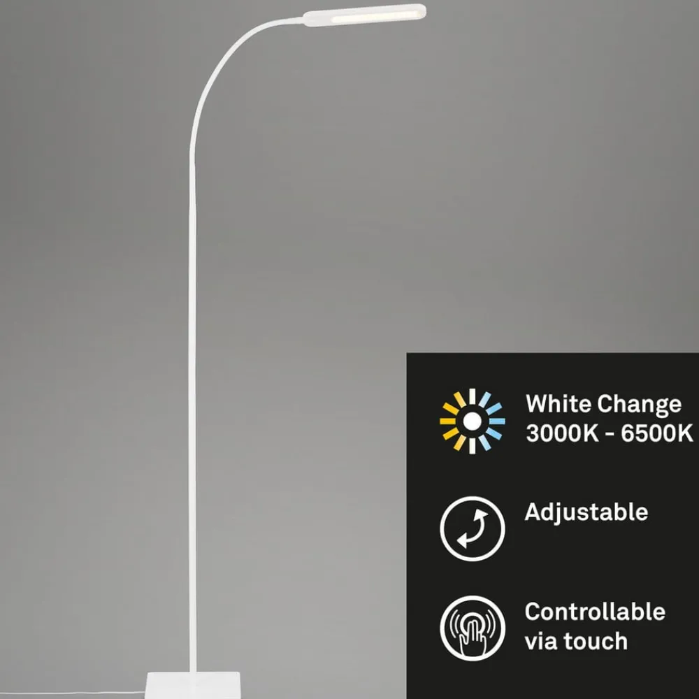 Briloner Servo LED-gulvlampe, kan dæmpes, CCT, hvid