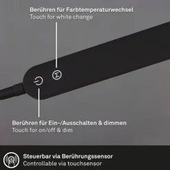 Briloner Servo LED-gulvlampe, kan dæmpes, CCT, sort