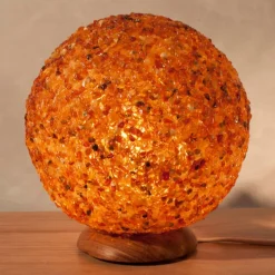 Sfærisk ravfarvet LED-bordlampe^Wagner Life Outlet